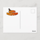 Halloween heks op een bezemsteel briefkaart (Achterkant)