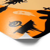 Halloween heks op een bezemsteel foto afdruk (Hoek)