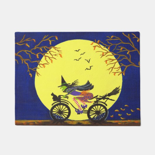 Halloween heks op fietsdeurmat deurmat (Voorkant)