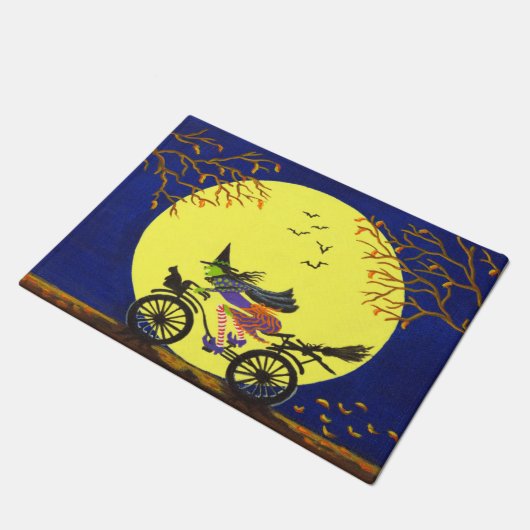 Halloween heks op fietsdeurmat deurmat (Schuin)