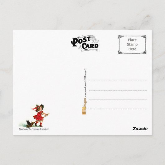 Halloween heks op haar bezemkamer Briefkaart (Achterkant)