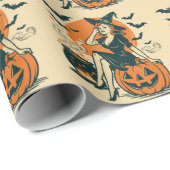 Halloween  heks op Pumpkin Bats Cauldron Cadeaupapier (Rol Hoek)