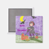 Halloween heks paarse magneet! magneet (Voorkant / Achterkant)