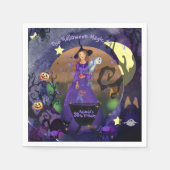 Halloween heks Paarse verjaardag Servet (Voorkant)