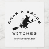 Halloween Heks Party Zwart Wit Gepersonaliseerd Wijn Etiket (Enkel label)