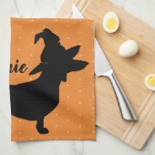 Halloween Heks Pet Dachshund Happy Halloweenie Theedoek (Quarter Fold)