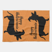Halloween Heks Pet Dachshund Happy Halloweenie Theedoek (Horizontaal)