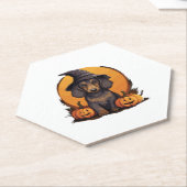 Halloween Heks Pet Pompoen Hond Dachshund Kartonnen Onderzetters (Schuin)
