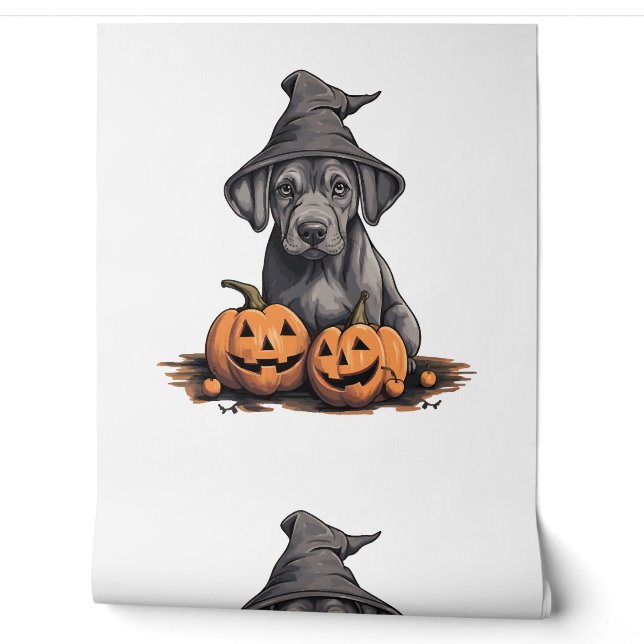 Halloween Heks Pet Pompoen Hond Grote Deen Behang (Afrollen)