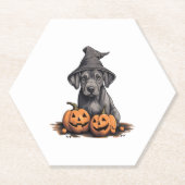 Halloween Heks Pet Pompoen Hond Grote Deen Kartonnen Onderzetters (Voorkant)