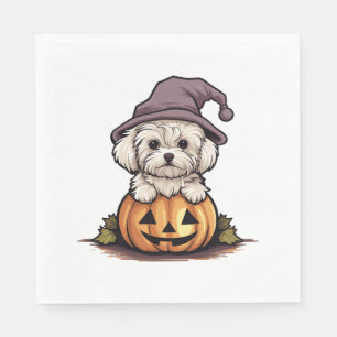 Halloween Heks Pet Pompoen Hond Maltees Servet
