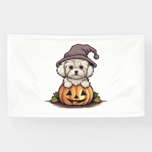 Halloween Heks Pet Pompoen Hond Maltees Spandoek