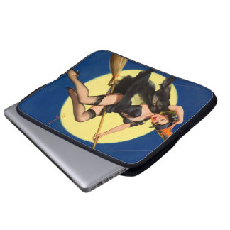 Halloween Heks Pin Up Meisje Laptop Sleeve