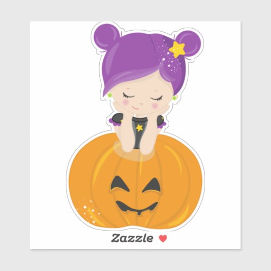 Halloween, heks, pompoen, Boo, Trick or treat Sticker (Vel)