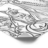 Halloween heks, pompoen en kat kleurplaat poster (Hoek)