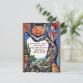 Halloween heks pompoen kat briefkaart (Staand voorkant)
