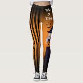 Halloween heks pompoen kat vleermuizen verticale s leggings (Voorkant)
