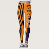 Halloween heks pompoen kat vleermuizen verticale s leggings (Voorkant)