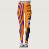 Halloween heks pompoen kat vleermuizen verticale s leggings (Voorkant)