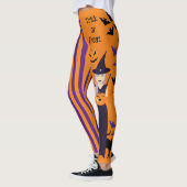 Halloween heks pompoen kat vleermuizen verticale s leggings (Links)