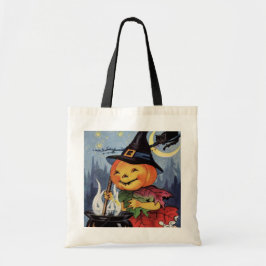  Halloween-heks-pompoen-kattentruc Tote Bag
