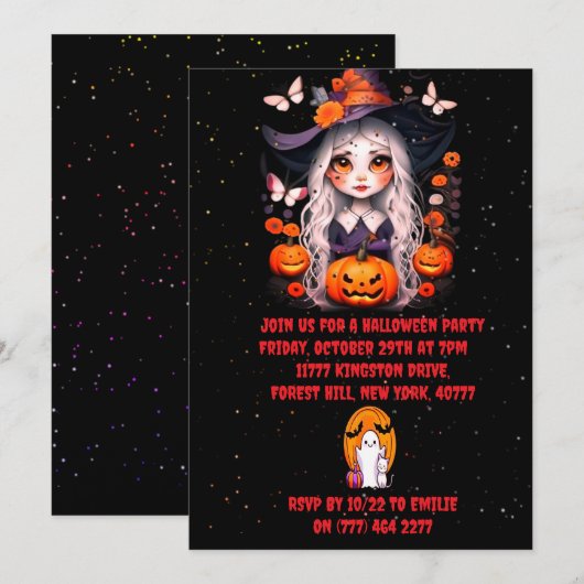 Halloween heks pompoen Party Uitnodiging (Voorkant / Achterkant)