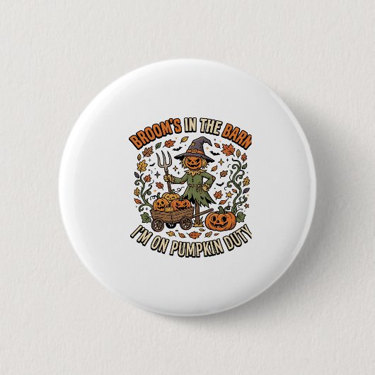 Halloween Heks Pompoen Patch Humor Ronde Button 5,7 Cm (Voorkant)