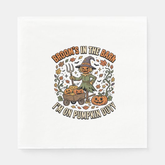 Halloween Heks Pompoen Patch Humor Servet (Voorkant)