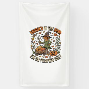 Halloween Heks Pompoen Patch Humor Spandoek