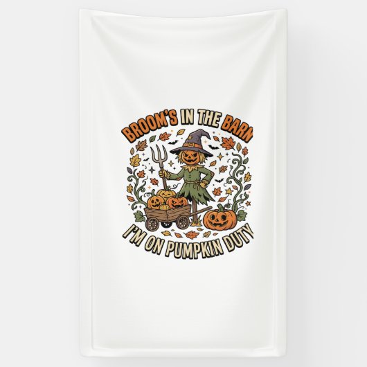Halloween Heks Pompoen Patch Humor Spandoek (Verticaal)