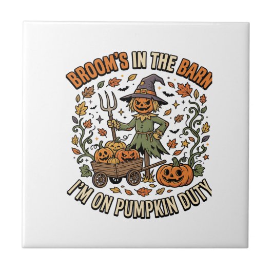 Halloween Heks Pompoen Patch Humor Tegeltje (Voorkant)