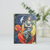 Halloween heks pompoen  plezier briefkaart (Staand voorkant)