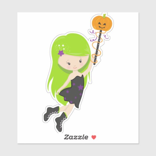 Halloween, heks, pompoen, Trick or treat, Boo Sticker (Vel)