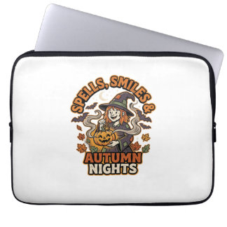 Halloween Heks Pompoen Vibes Laptop Sleeve