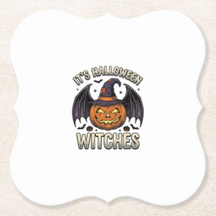 Halloween Heks Pompoen Vintage Vleermuis Shirt_1 Kartonnen Onderzetters