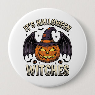 Halloween Heks Pompoen Vintage Vleermuis Shirt_1 Ronde Button 4,0 Cm