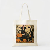  Halloween Heks, Pompoen, Zwarte Kat, Vleermuizen Tote Bag (Voorkant)