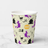 Halloween Heks, Pompoenen en Zwarte Katten Papieren Bekers (Achterkant)