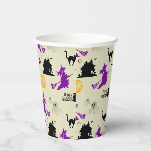 Halloween Heks, Pompoenen en Zwarte Katten Papieren Bekers (Rechts)