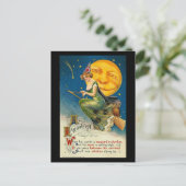 Halloween-heks-racen met Vintage Briefkaart (Staand voorkant)