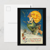 Halloween-heks-racen met Vintage Briefkaart (Voorkant / Achterkant)