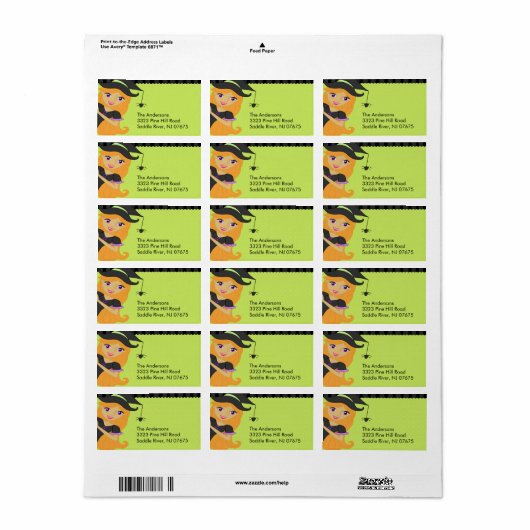 Halloween Heks retour adres label (Full Sheet)