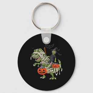 Halloween Heks Riding T Rex Fun Boys Meisjes Kinde Sleutelhanger
