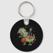 Halloween Heks Riding T Rex Fun Boys Meisjes Kinde Sleutelhanger (Achterkant)
