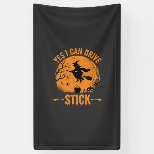 Halloween Heks Rij Stick Grafisch_1 Spandoek (Verticaal)