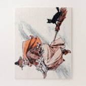 Halloween-heks-ring-rolkamer met kat Legpuzzel (Verticaal)