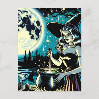 Halloween heks roeren een ketel Briefkaart