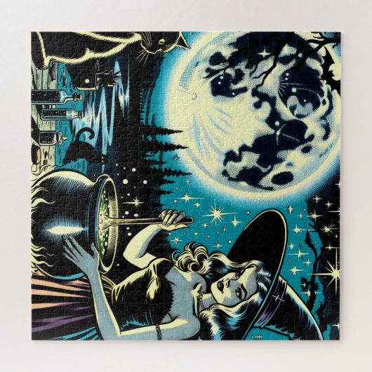  Halloween heks roeren een ketel Legpuzzel (Horizontaal)