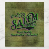 Halloween Heks Salem Bezem Bedrijfsbord Wijn Etiket (Enkel label)