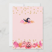 Halloween Heks Schattige Herfst Roze Baby Meisje D Kaart (Achterkant)
